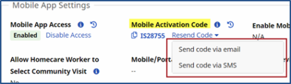 Mobile App Settings - Mobile Activation Code